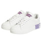 White Purple Leather Casual Sneakers Shoes