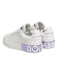 White Purple Leather Casual Sneakers Shoes