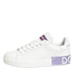 White Purple Leather Casual Sneakers Shoes