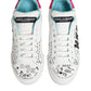 White Leather Graffiti Low Top Sneakers Shoes