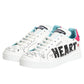 White Leather Graffiti Low Top Sneakers Shoes