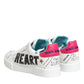 White Leather Graffiti Low Top Sneakers Shoes