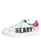 White Leather Graffiti Low Top Sneakers Shoes