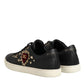 Black Leather Sacred Heart Sneakers Shoes