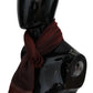 Maroon Striped Wool Blend Unisex Wrap Fringes Scarf