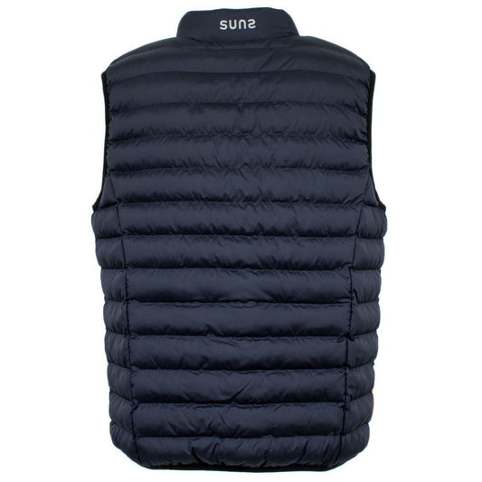 Blue Polyester Sleveless Jacket