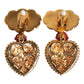 Gold Heart BOOM Cartoon Crystal Clip-On Earrings