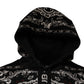 Black Bandana Print Crown Logo Cotton Hoodie Sweater