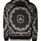 Black Bandana Print Crown Logo Cotton Hoodie Sweater