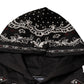 Black Bandana Print Crown Logo Cotton Hoodie Sweater