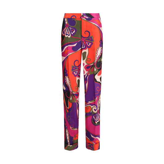 Multicolor Silk Casual Pants