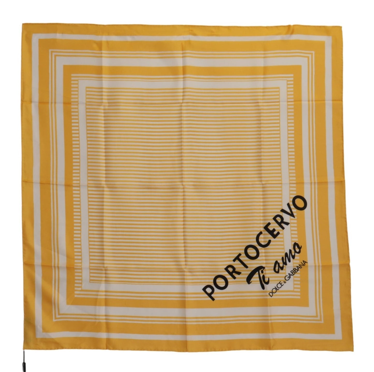 Yellow White Silk Striped Square Wrap Scarf