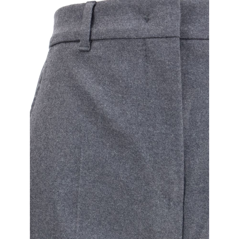 Gray Fleece Wool Casual Pants