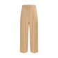 Beige Fleece Wool Casual Pants