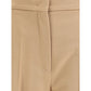 Beige Fleece Wool Casual Pants