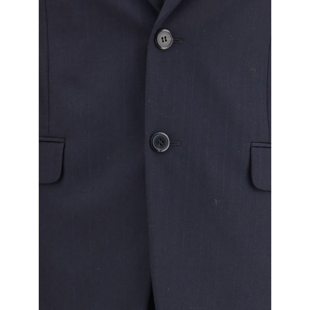 Blue Fleece Wool Two-Piece Suit
