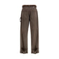Brown Cotton Casual Pants