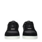Black Leather Low Top Sneakers