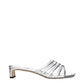 Gray Leather Flat Sandals