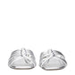 Gray Leather Flat Sandals