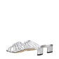Gray Leather Flat Sandals