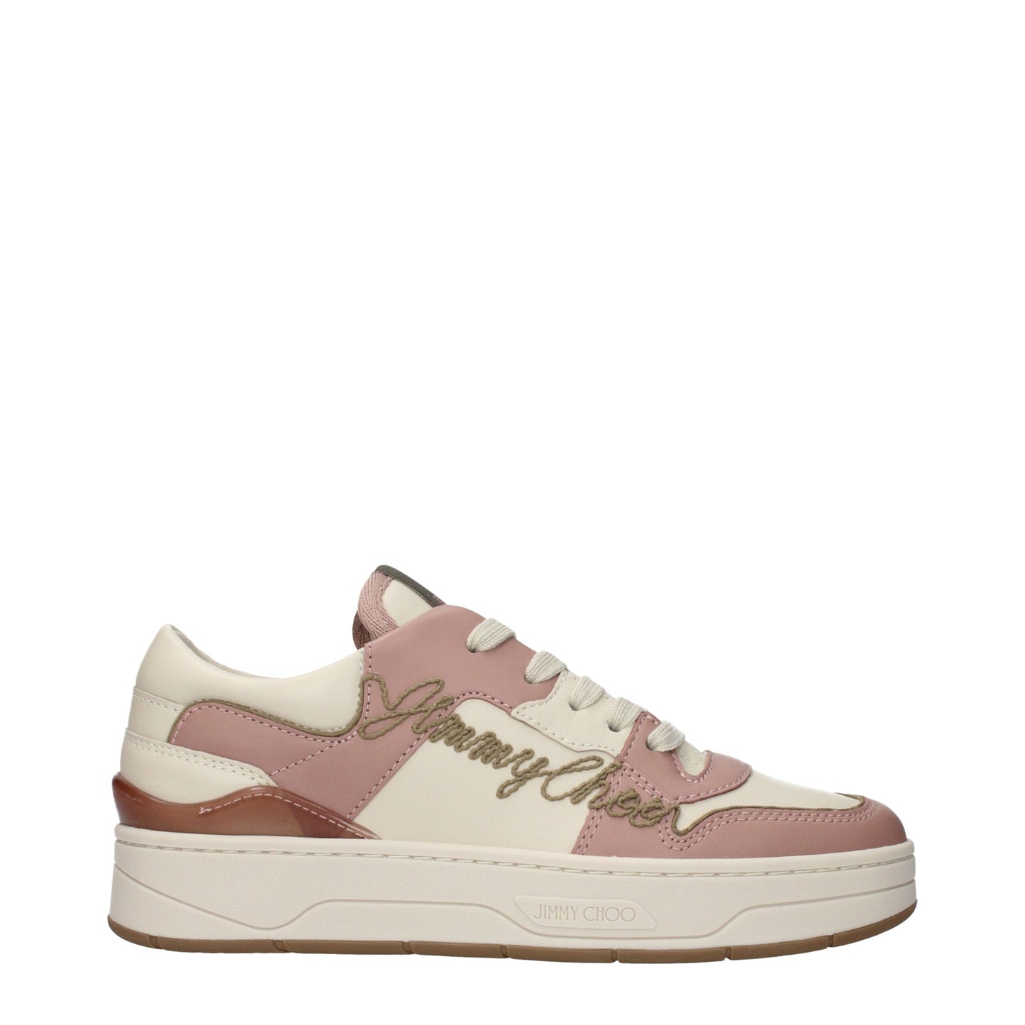 Pink Leather Low Top Sneakers