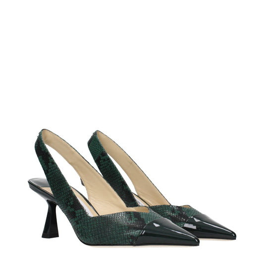 Green Leather High Heel Pumps