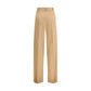 Beige Fleece Wool Casual Pants