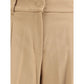 Beige Fleece Wool Casual Pants