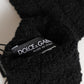Black Virgin Wool Knitted Fingerless Men Gloves