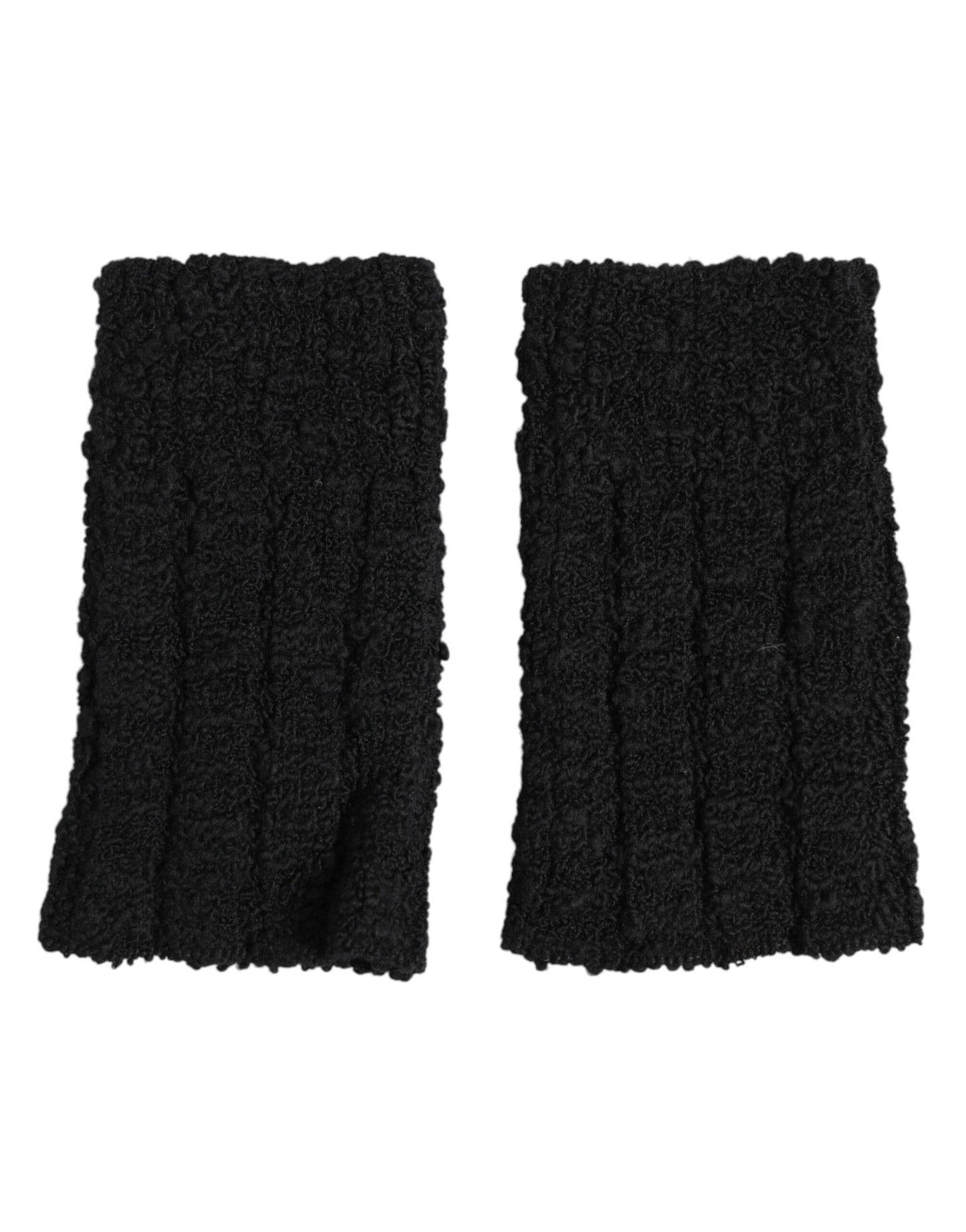 Black Virgin Wool Knitted Fingerless Men Gloves