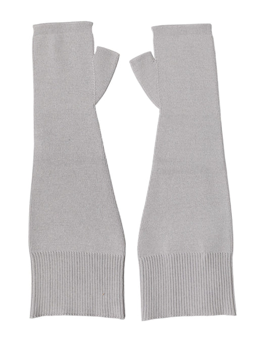 Gray Virgin Wool Knitted Fingerless Men Gloves