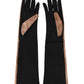 Brown Black Wool Elbow Length Mitten Men Gloves