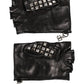 Black Leather Studded Fingerless Hand Mitten Men Gloves
