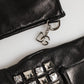 Black Leather Studded Fingerless Hand Mitten Men Gloves