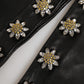 Black Leather Embellished Long Mitten Gloves