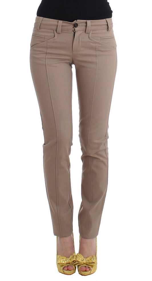 Beige Dress Skinny Slim Straight Chinos Pants