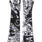 Gloves Black White DG Logo Elbow Length Mitten