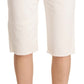 White Mid Waist Knee Length Bermuda Shorts