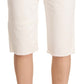 White Mid Waist Knee Length Bermuda Shorts