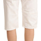 White Mid Waist Knee Length Bermuda Shorts