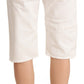 White Mid Waist Knee Length Bermuda Shorts