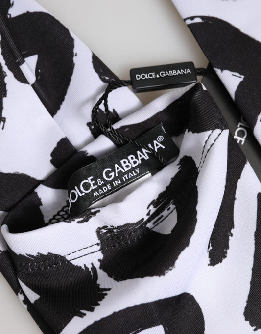 Black White DG Logo Elbow Length Mitten Gloves