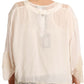 Off White Tank Lace Trim Cardigan Women Blouse Tops