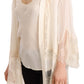 Off White Tank Lace Trim Cardigan Women Blouse Tops
