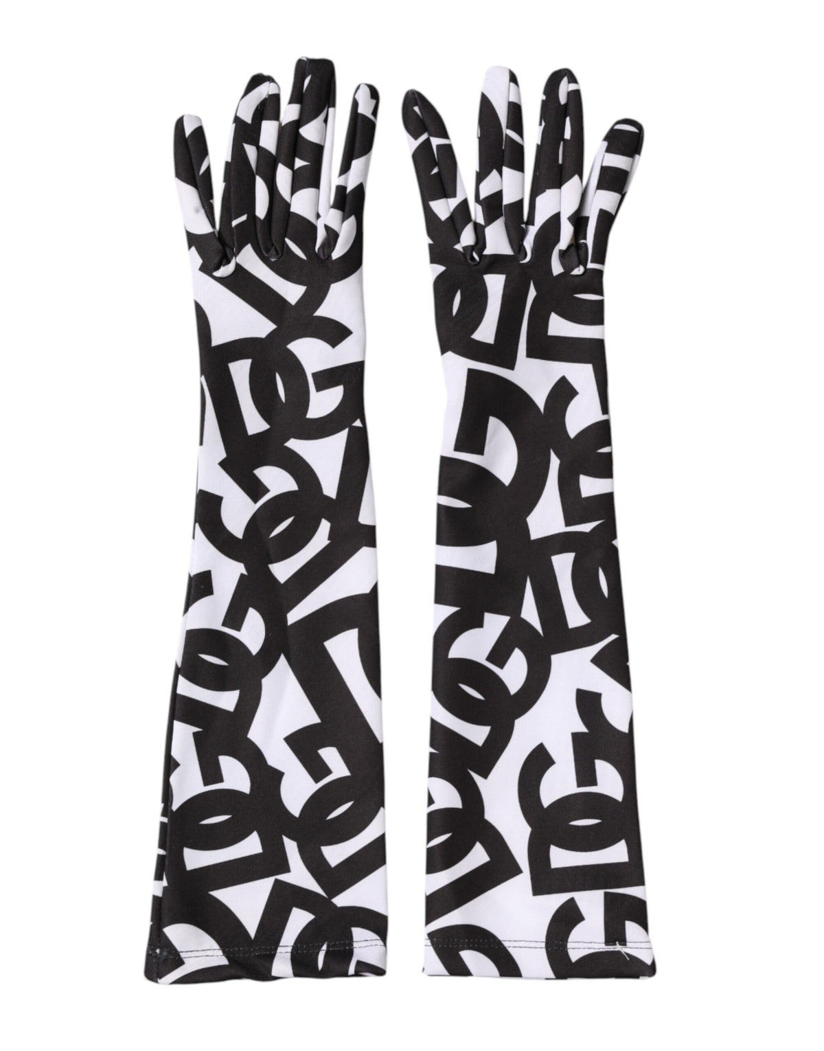 Black White DG Logo Elbow Length Mitten Gloves