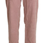 Cotton Pink High Waist Straight Trouser Pants