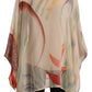 Silk Multicolor Printed Poncho Long Sleeves Women Blouse Top