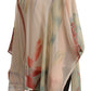 Silk Multicolor Printed Poncho Long Sleeves Women Blouse Top