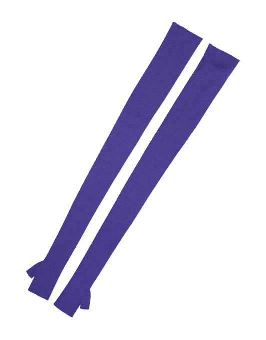 Violet Wool Fingerless Elbow Length Mitten Gloves